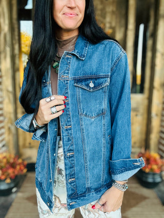 Dayna Oversized Denim Trucker Jacket-Jackets-Risen-Motis & Co Boutique, Women's Fashion Boutique in Carthage, Missouri