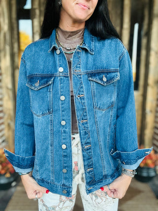 Dayna Oversized Denim Trucker Jacket-Jackets-Risen-Motis & Co Boutique, Women's Fashion Boutique in Carthage, Missouri
