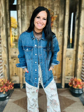 Dayna Oversized Denim Trucker Jacket-Jackets-Risen-Motis & Co Boutique, Women's Fashion Boutique in Carthage, Missouri