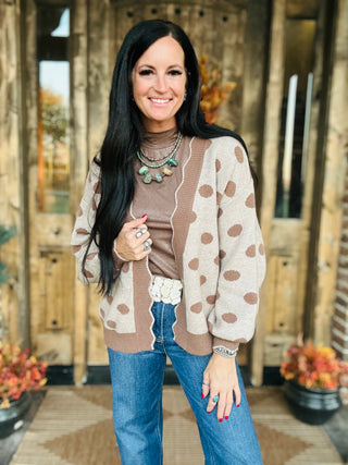 Fallon Scallop Polka Dot Cardigan-Cardigans-Lovlov-Motis & Co Boutique, Women's Fashion Boutique in Carthage, Missouri