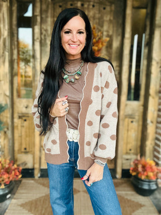 Fallon Scallop Polka Dot Cardigan-Cardigans-Lovlov-Motis & Co Boutique, Women's Fashion Boutique in Carthage, Missouri