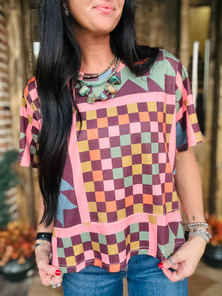 Sew It Goes Vintage Fall Quilt Top-Short Sleeves-2 Fly-Motis & Co Boutique, Women's Fashion Boutique in Carthage, Missouri