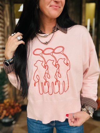 Tres Amigos Western Sweater-Short Sleeves-2 Fly-Motis & Co Boutique, Women's Fashion Boutique in Carthage, Missouri