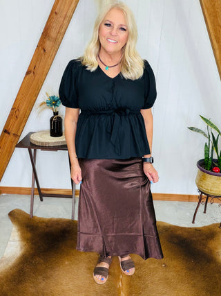 Miles Midi Satin Skirt