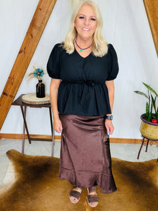 Miles Midi Satin Skirt