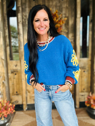 Harlee Oversize Blue Knit Sweater