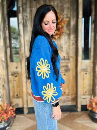 Harlee Oversize Blue Knit Sweater