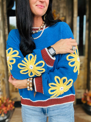 Harlee Oversize Blue Knit Sweater