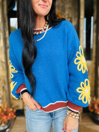 Harlee Oversize Blue Knit Sweater