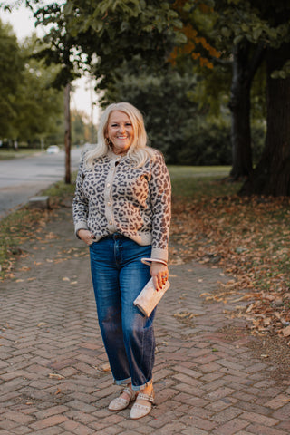 Leopard Print Gold Button Cardigan - Stella-Cardigans-staccato-Motis & Co Boutique, Women's Fashion Boutique in Carthage, Missouri