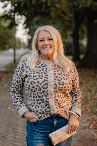Leopard Print Gold Button Cardigan - Stella-Cardigans-staccato-Motis & Co Boutique, Women's Fashion Boutique in Carthage, Missouri