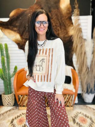 Nellie Vintage Horse Graphic Sweatshirt-graphic Sweatshirt-Lovlov-Motis & Co Boutique, Women's Fashion Boutique in Carthage, Missouri