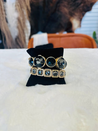 Kingston Black Crystal Stretch Bracelet