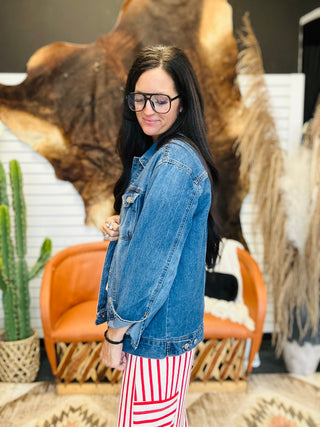 Dayna Oversized Denim Trucker Jacket-Jackets-Risen-Motis & Co Boutique, Women's Fashion Boutique in Carthage, Missouri