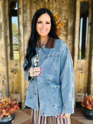 Harlow Denim Corduroy Collar Barn Jacket-Jackets-blu pepper-Motis & Co Boutique, Women's Fashion Boutique in Carthage, Missouri