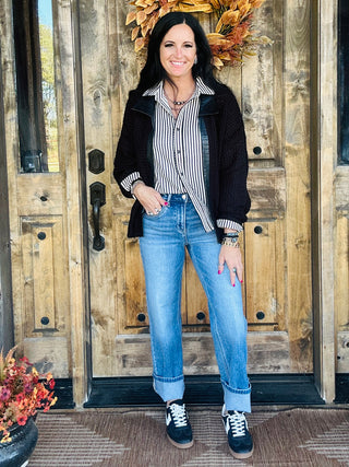Knit Gold Wild Black Cardigan-Cardigans-2 Fly-Motis & Co Boutique, Women's Fashion Boutique in Carthage, Missouri