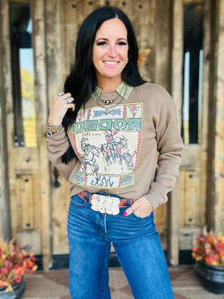 XOXO Folk Art Vegas Team Roper Sweatshirt-graphic Sweatshirt-XOXO ART & Co-Motis & Co Boutique, Women's Fashion Boutique in Carthage, Missouri