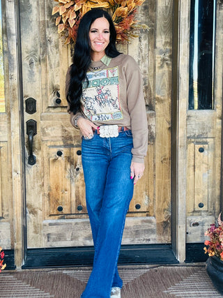 XOXO Folk Art Vegas Team Roper Sweatshirt-graphic Sweatshirt-XOXO ART & Co-Motis & Co Boutique, Women's Fashion Boutique in Carthage, Missouri