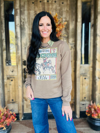 XOXO Folk Art Vegas Team Roper Sweatshirt-graphic Sweatshirt-XOXO ART & Co-Motis & Co Boutique, Women's Fashion Boutique in Carthage, Missouri