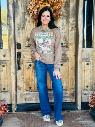 XOXO Folk Art Vegas Team Roper Sweatshirt-graphic Sweatshirt-XOXO ART & Co-Motis & Co Boutique, Women's Fashion Boutique in Carthage, Missouri