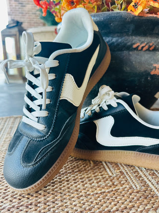 Mel Black Faux Leather Sneaker