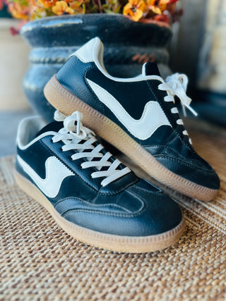Mel Black Faux Leather Sneaker