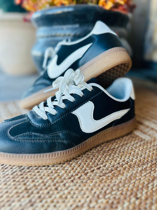 Mel Black Faux Leather Sneaker