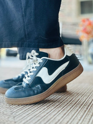 Mel Black Faux Leather Sneaker