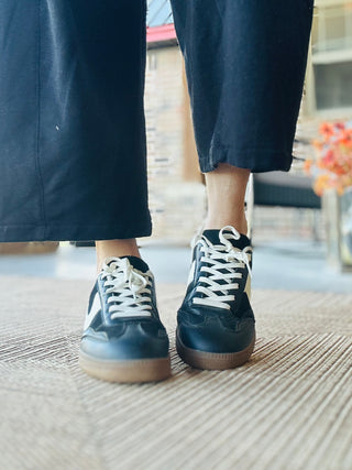 Mel Black Faux Leather Sneaker