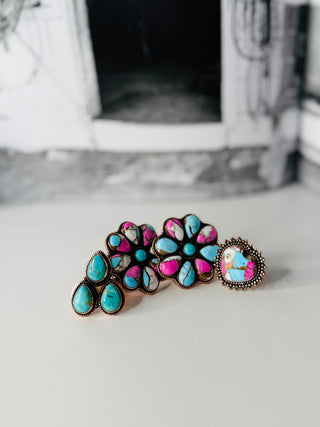 Flora Copper and Cotton Candy Turquoise Ring-Rings-Mesa-Motis & Co Boutique, Women's Fashion Boutique in Carthage, Missouri