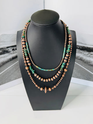Montana Copper Pearl and Turquoise Necklace-Necklace-Turquoise Heaven-Motis & Co Boutique, Women's Fashion Boutique in Carthage, Missouri