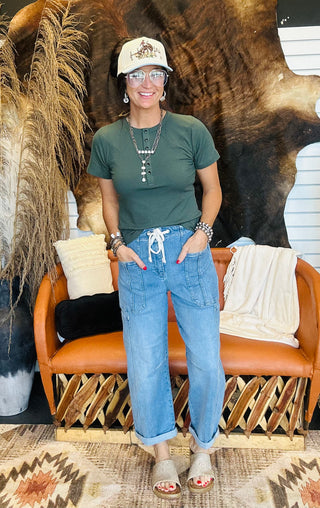 Weston Barrel Cargo Jeans-Jeans-Risen-Motis & Co Boutique, Women's Fashion Boutique in Carthage, Missouri