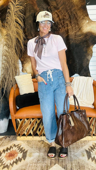 Yoakum Western Ribbed Basic Tee-Short Sleeves-2 Fly-Motis & Co Boutique, Women's Fashion Boutique in Carthage, Missouri