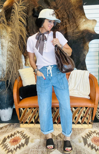 Yoakum Western Ribbed Basic Tee-Short Sleeves-2 Fly-Motis & Co Boutique, Women's Fashion Boutique in Carthage, Missouri