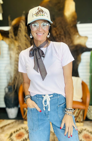 Yoakum Western Ribbed Basic Tee-Short Sleeves-2 Fly-Motis & Co Boutique, Women's Fashion Boutique in Carthage, Missouri