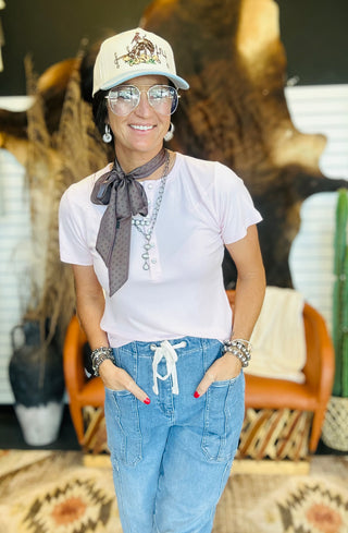 Yoakum Western Ribbed Basic Tee-Short Sleeves-2 Fly-Motis & Co Boutique, Women's Fashion Boutique in Carthage, Missouri