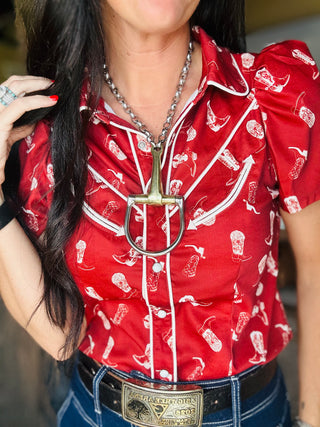 Bety Boot Print Pearl Snap Blouse