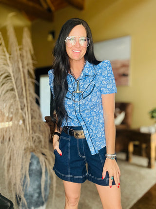 Wildflower Western Pearl Snap Blouse