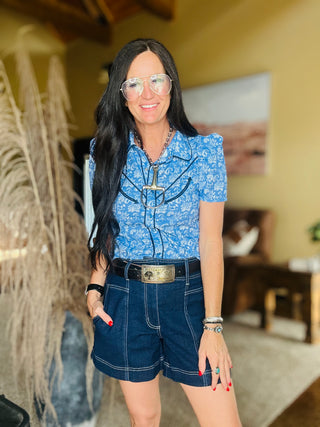 Wildflower Western Pearl Snap Blouse