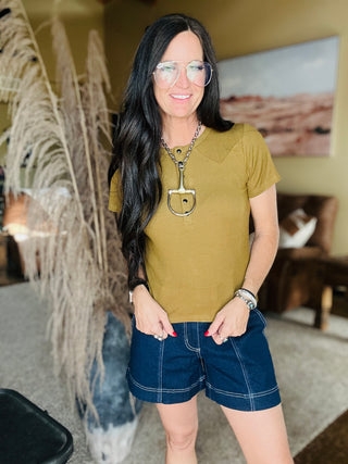 Yoakum Western Ribbed Basic Tee-Short Sleeves-2 Fly-Motis & Co Boutique, Women's Fashion Boutique in Carthage, Missouri