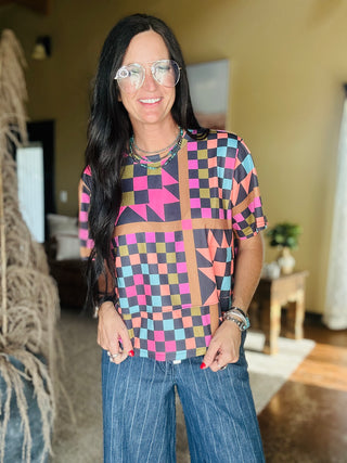 Sew It Goes Ranch House Quilt Top-Short Sleeves-2 Fly-Motis & Co Boutique, Women's Fashion Boutique in Carthage, Missouri