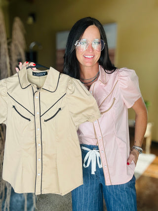 Pattie Arrow Pearl Snap Blouse