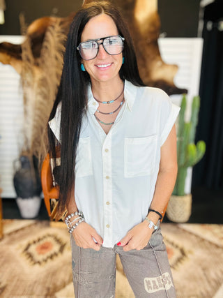 Tilly Basic Button Front Blouse-Short Sleeves-HYFVE-Motis & Co Boutique, Women's Fashion Boutique in Carthage, Missouri