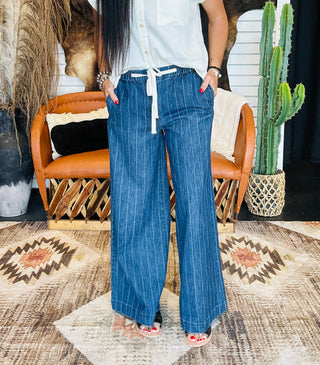 Spencer Pin Striped Wide Leg Jeans-Jeans-Risen-Motis & Co Boutique, Women's Fashion Boutique in Carthage, Missouri