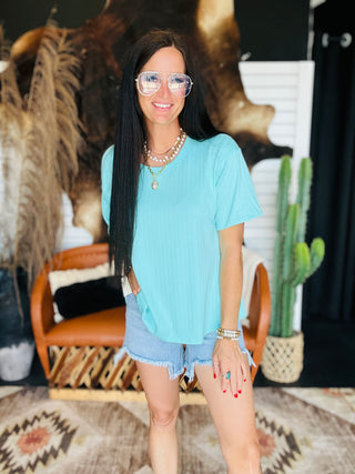 Trinity Ribbed Knit Short Sleeve Top
