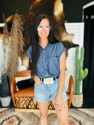 Tilly Basic Button Front Blouse-Short Sleeves-HYFVE-Motis & Co Boutique, Women's Fashion Boutique in Carthage, Missouri