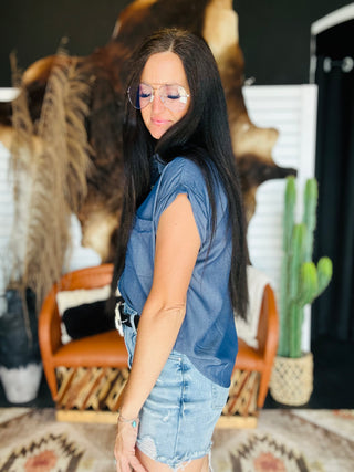 Tilly Basic Button Front Blouse-Short Sleeves-HYFVE-Motis & Co Boutique, Women's Fashion Boutique in Carthage, Missouri