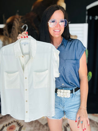 Tilly Basic Button Front Blouse-Short Sleeves-HYFVE-Motis & Co Boutique, Women's Fashion Boutique in Carthage, Missouri