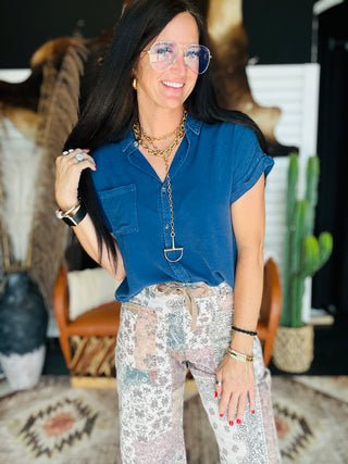 Beau Boho Patchwork Barrel Jeans-Jeans-Risen-Motis & Co Boutique, Women's Fashion Boutique in Carthage, Missouri