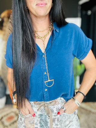 Micky Mineral Wash Button Up Blouse-Short Sleeves-HYFVE-Motis & Co Boutique, Women's Fashion Boutique in Carthage, Missouri